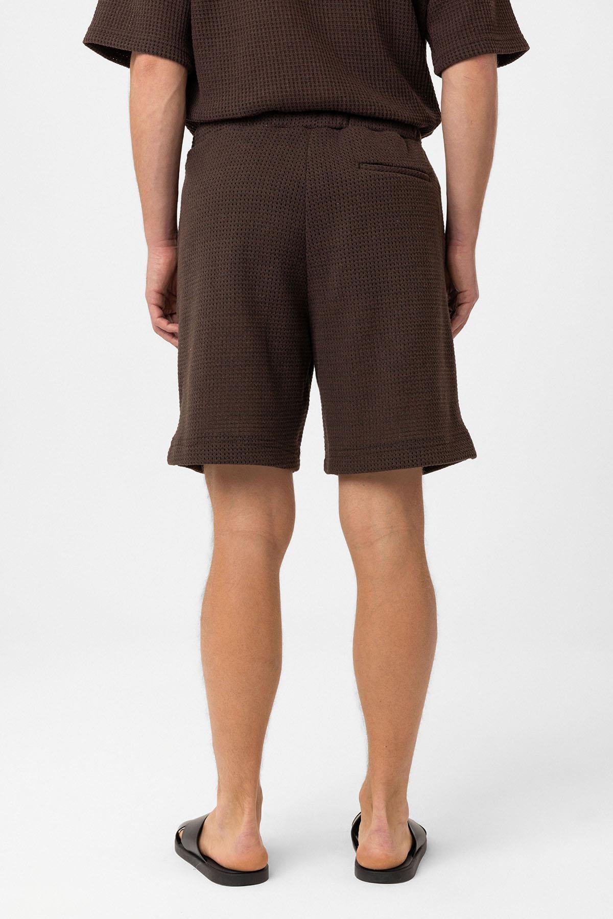 Antioch-Brown Textured Relaxed Men's Shorts 5
