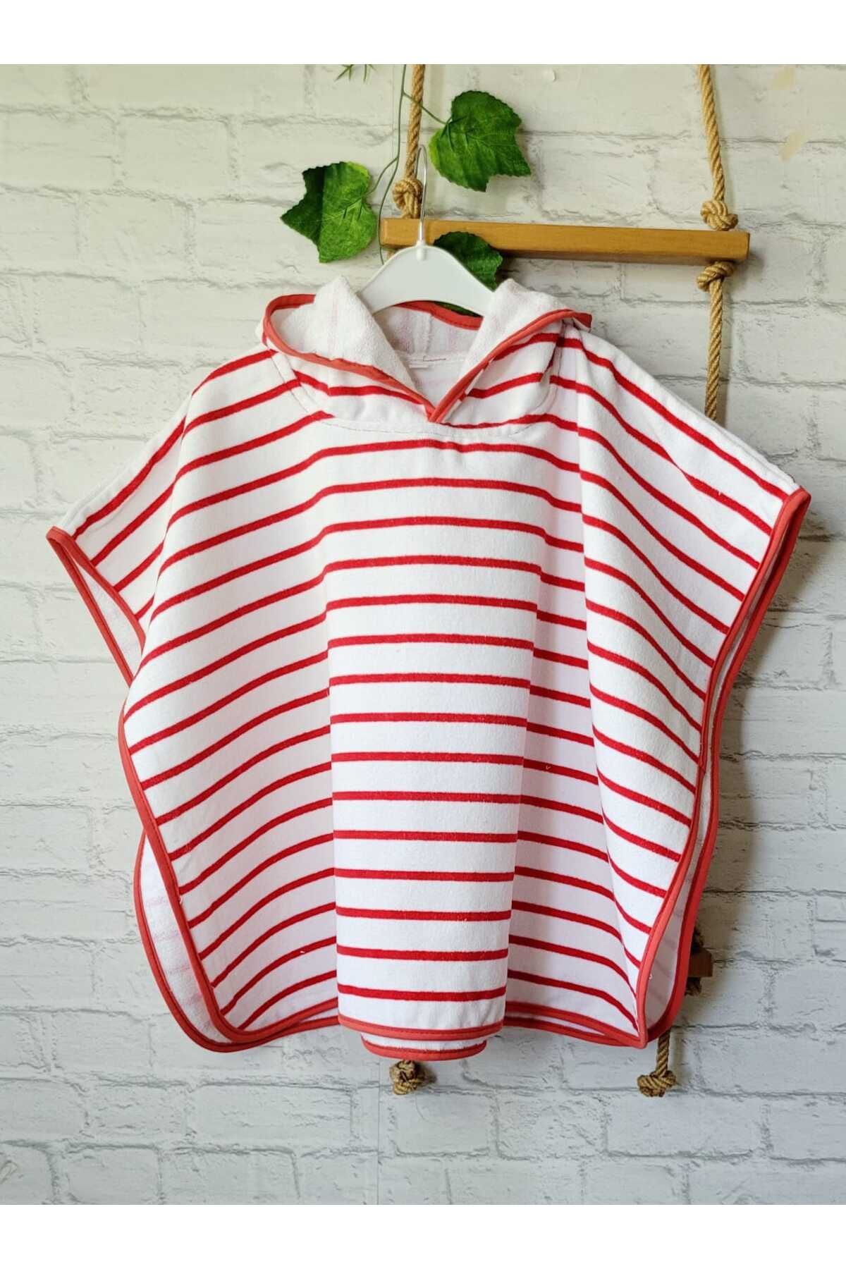 GÜRPAMUK HOME & BABY OUTLET İHRACAT %100 pamuk Kız-Erkek Çocuk Deniz, Plaj, Havuz, Banyo Havlu Panço ÇİZGİLİ/