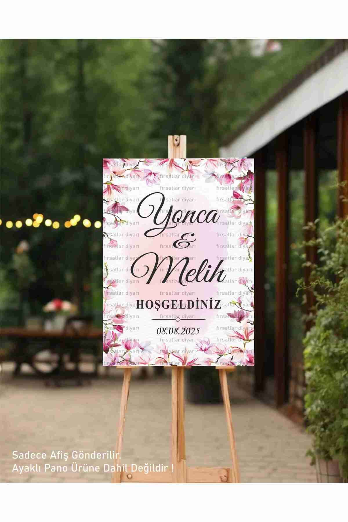 fırsatlar diyarı Kişiye Özel Kına Nişan Söz Nikah Düğün Hoşgeldiniz Karşılama Panosu Afişi 33x48 Cm