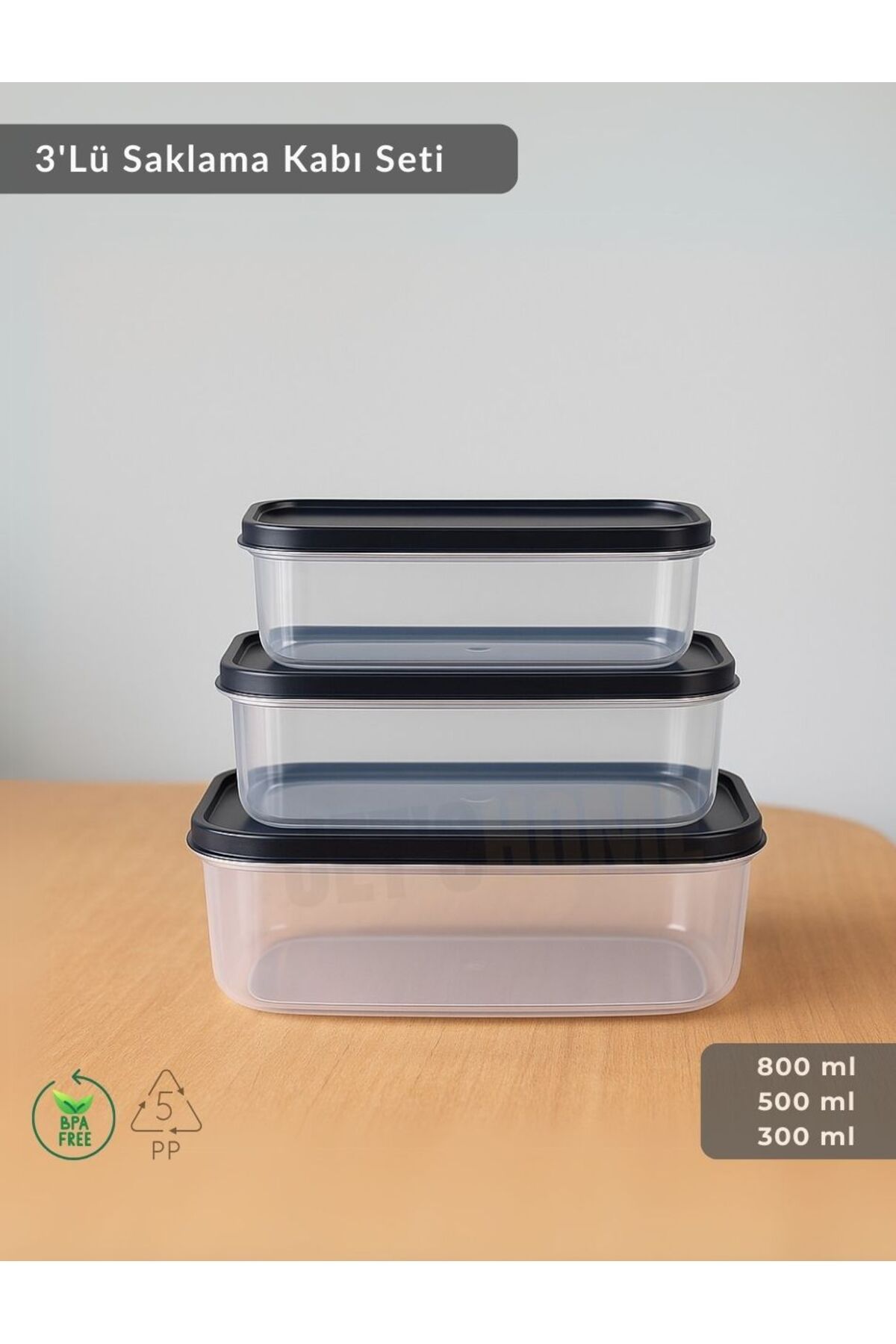 Jet's Home-Rectangular 3-Piece Storage Container Bpa Free Suitable Nutrition Container for Deep Freezer 800-500-300 ml 2