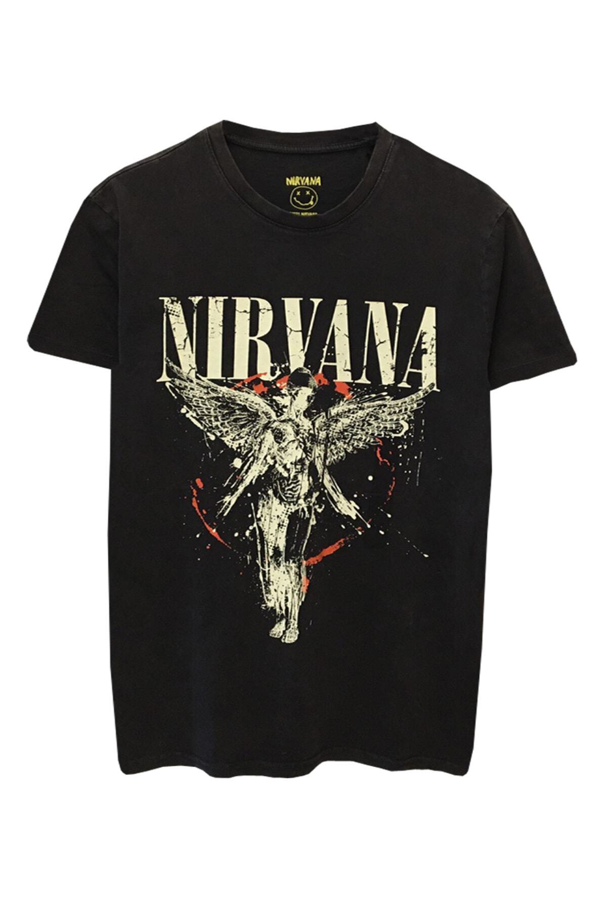donamod Unisex Washable Antique Fabric Rock Music Nirvana Printed T-Shirt