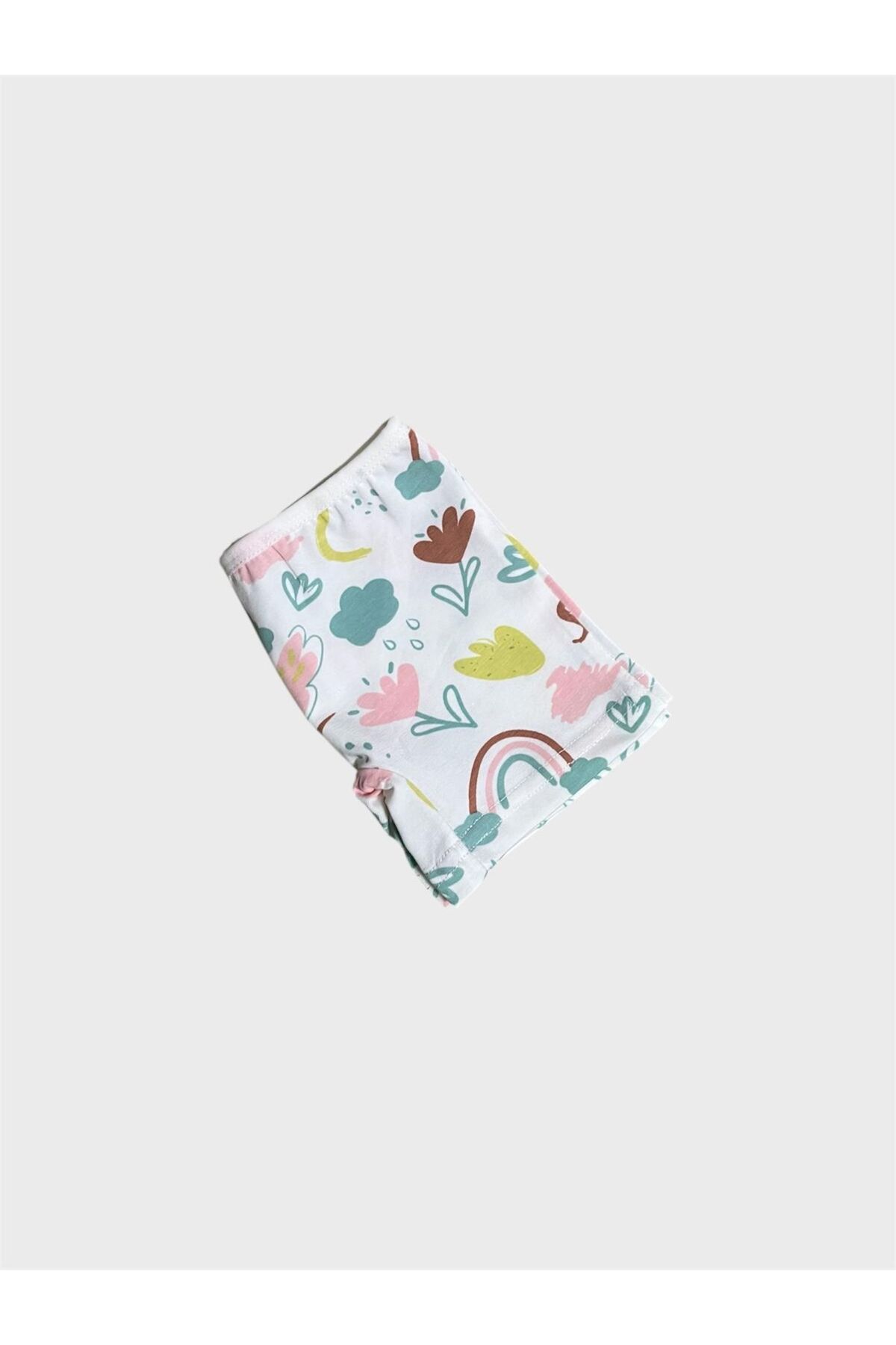 tusem butik homewear-Girl's 100% Cotton White Rainbow Flower Patterned Athlete Boxer Set 3