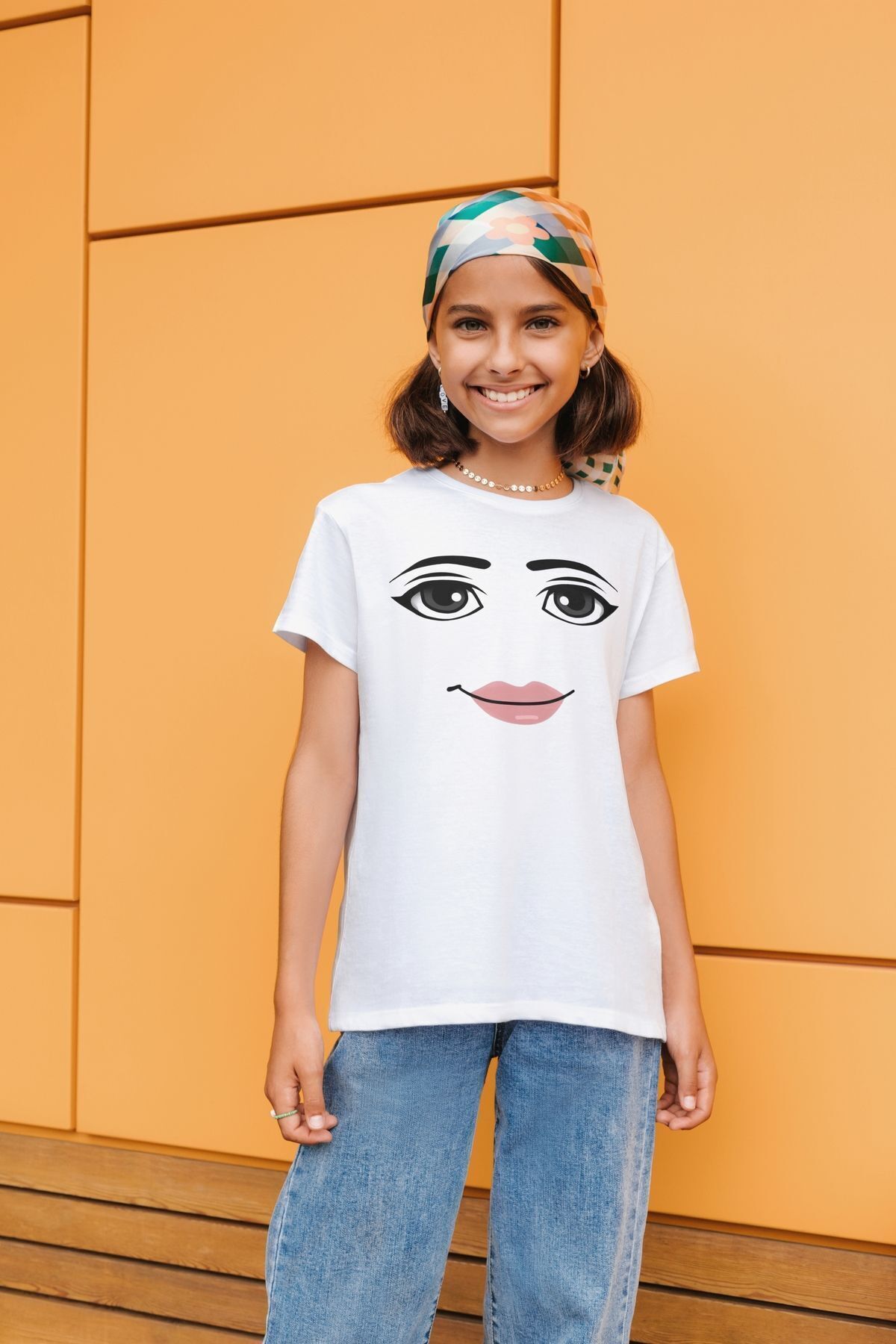 donamod  Roblox Women Face Tişört Beyaz Unisex - Görsel 4