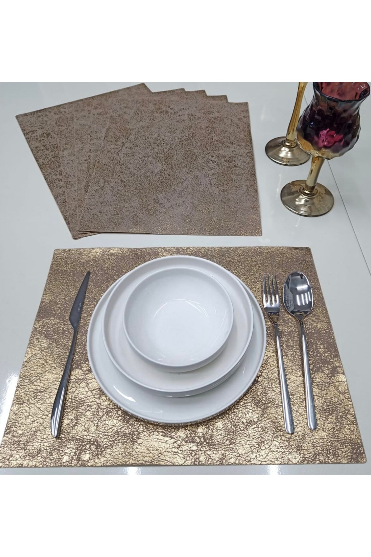 SEHARA 6 Persoane Dreptunghiular Din Piele Artificială Americană Serviciu Supla Placemat/30x40cm/6 Buc. - One Size