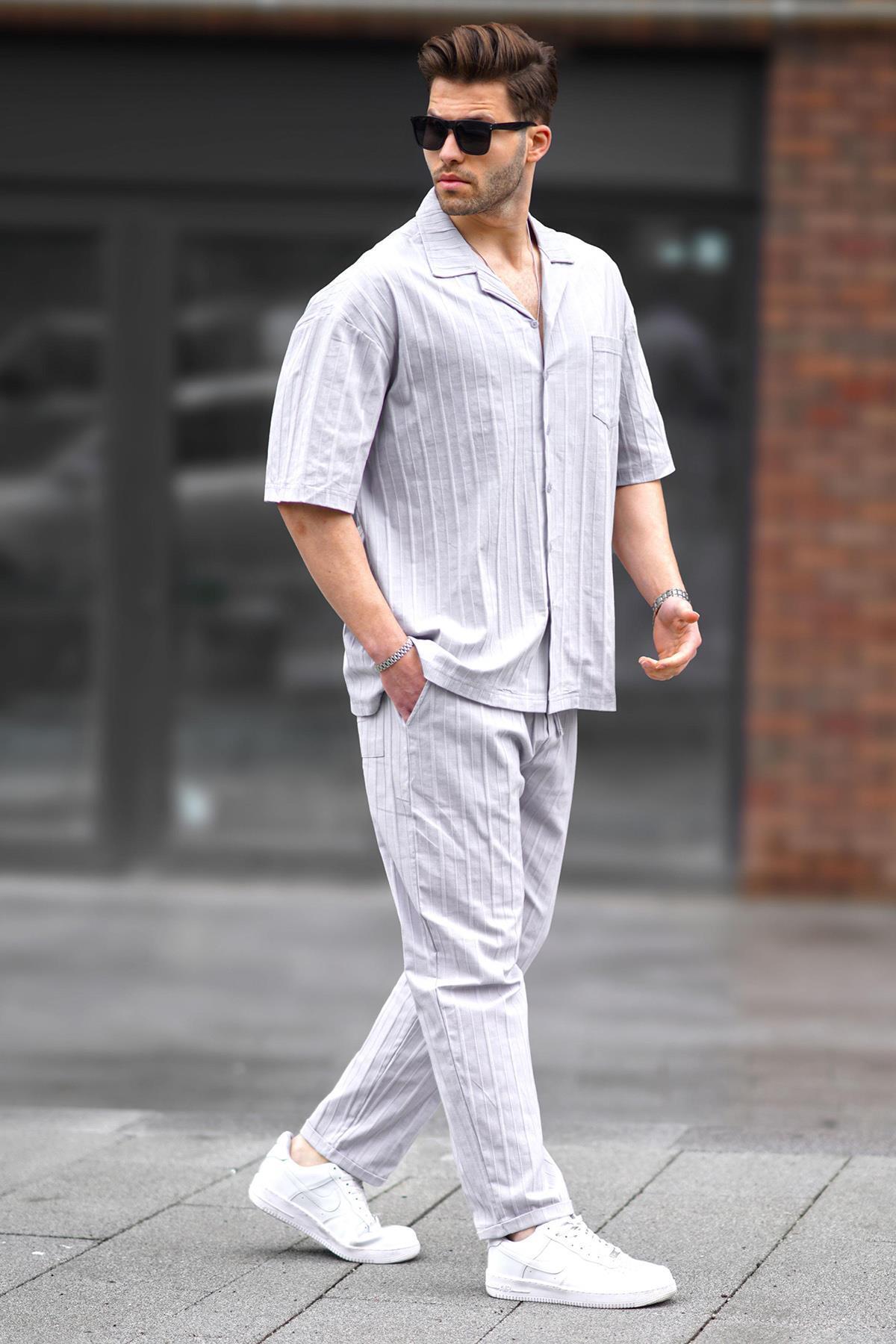 Madmext-Graues Hemd-Hosen-Set für Herren 5936 1