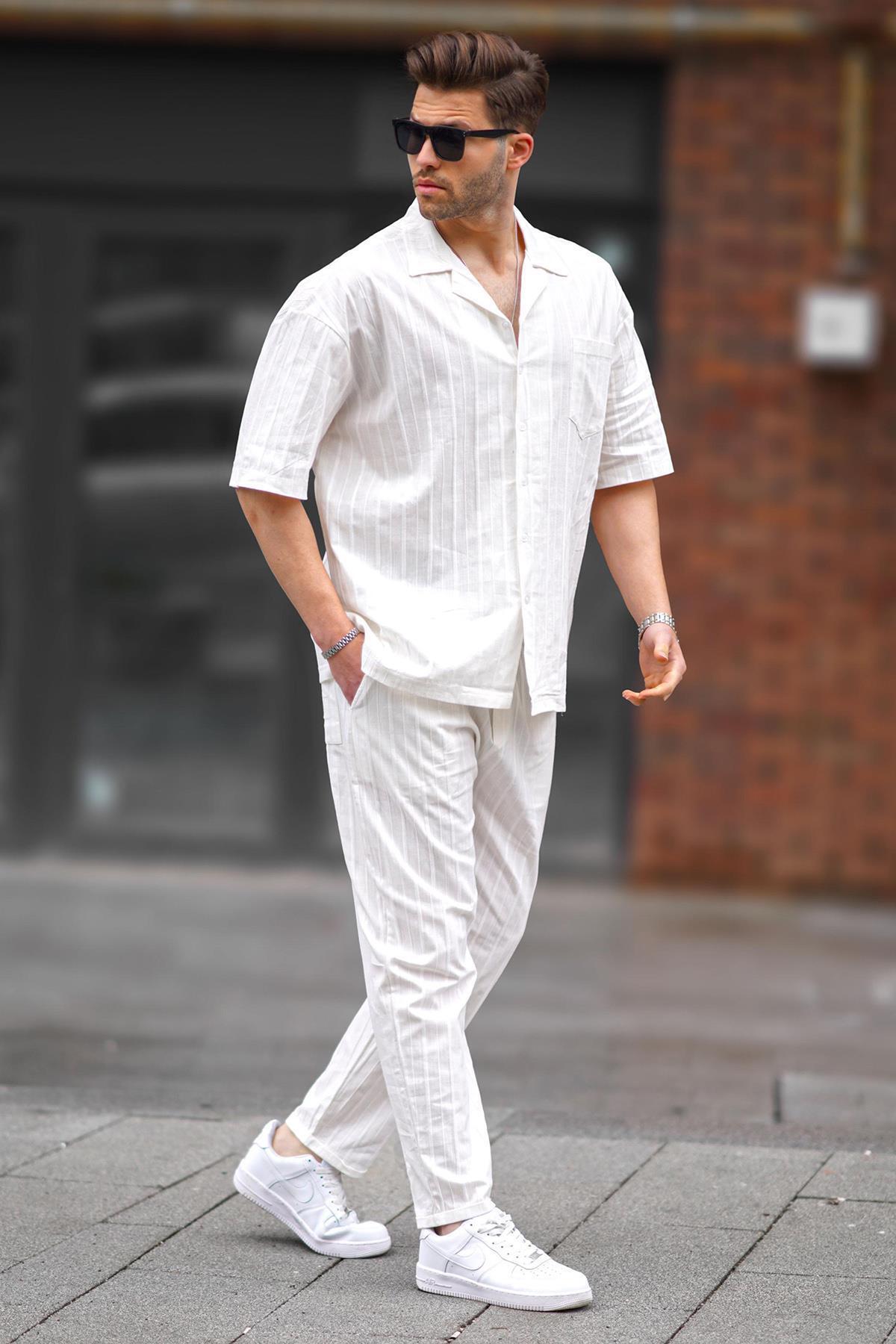 Madmext-Men's White Shirt-Pants Set 5936 1