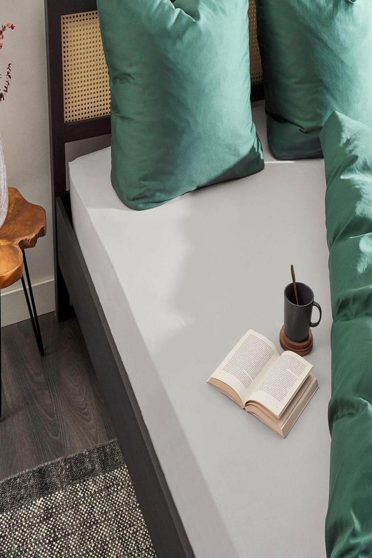 COTENCONCEPT-3 Pieces Oversized Plain Cotton Double 200 X 200 cm Elastic Combed Cotton Bed Sheet 3
