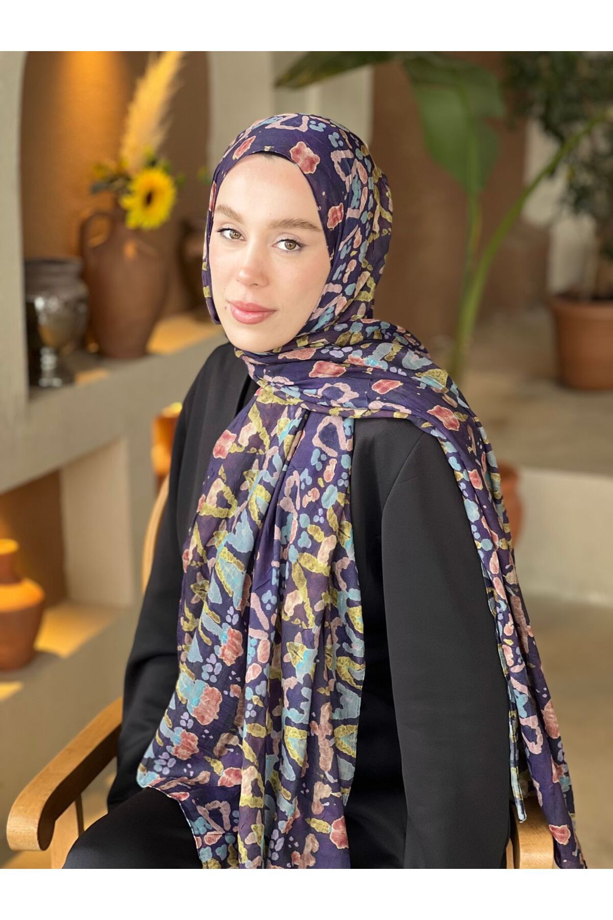 Modakaşmir-Abstract Zigzag Pattern Bamboo Shawl 3