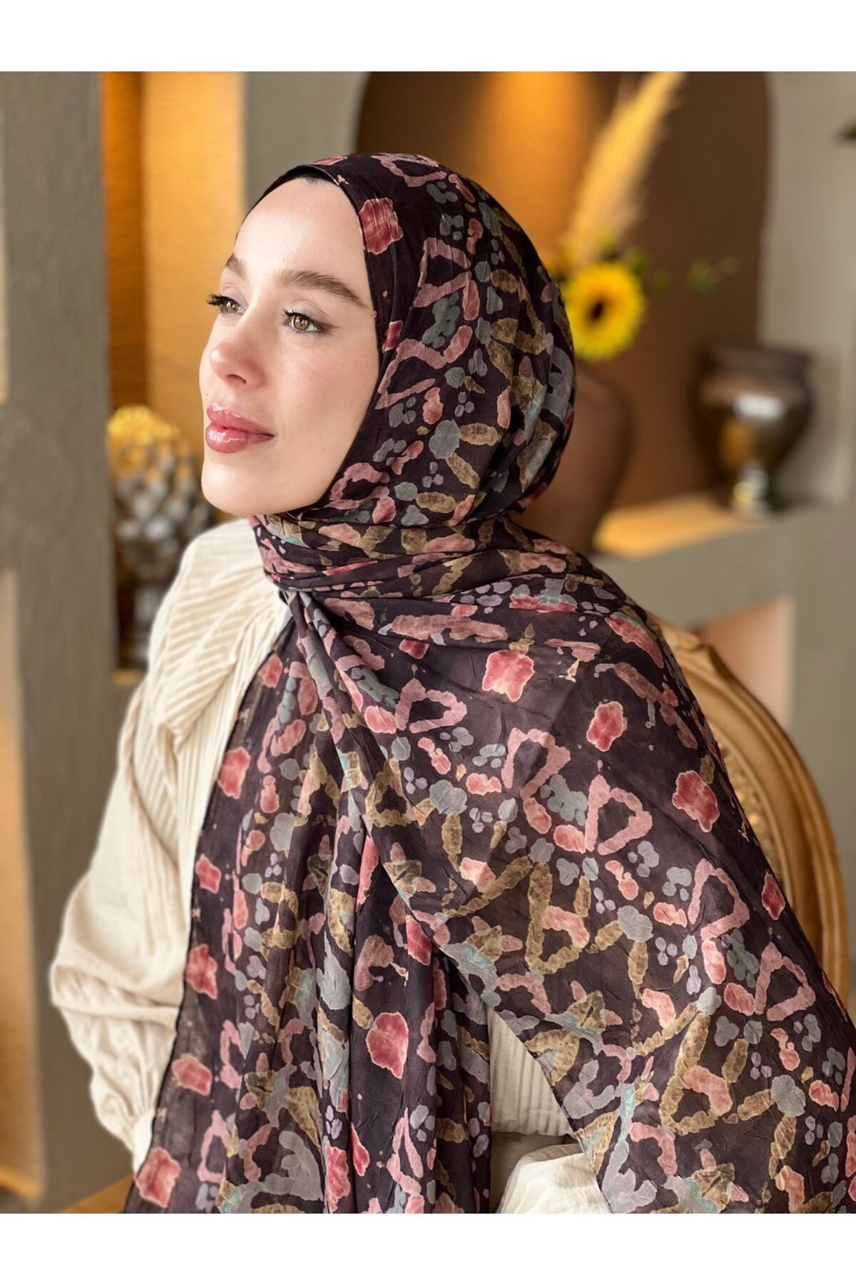 Modakaşmir-Abstract Zigzag Pattern Bamboo Shawl 3