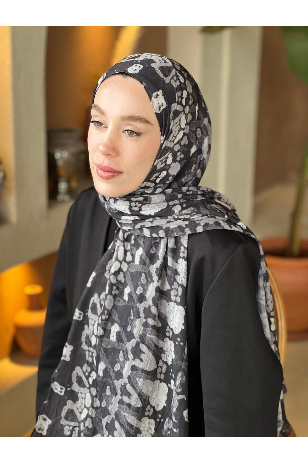 Modakaşmir-Abstract Zigzag Pattern Bamboo Shawl 2