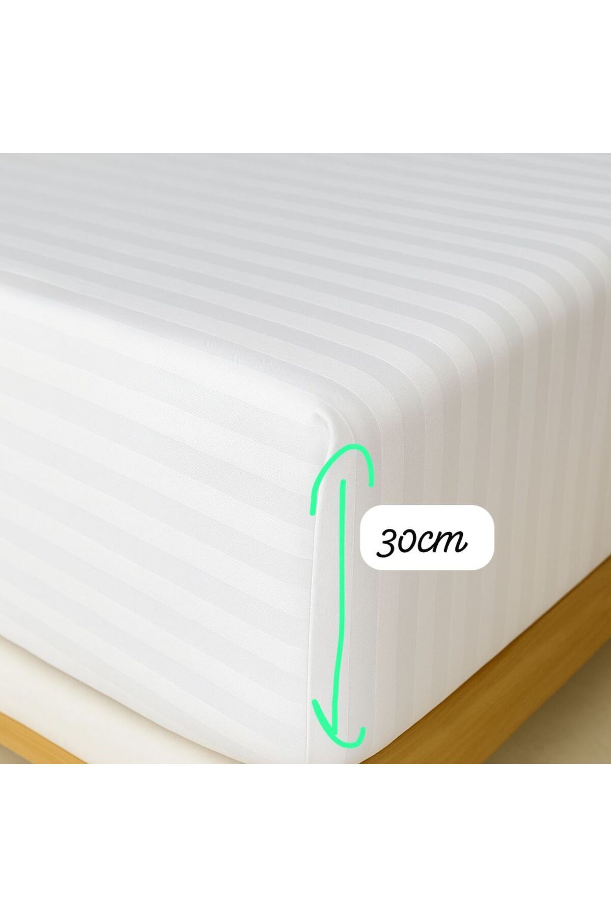 JANGEAR-Striped Satin Bed Sheets Set, Luxury Original Cotton Satin Height 30cm 3