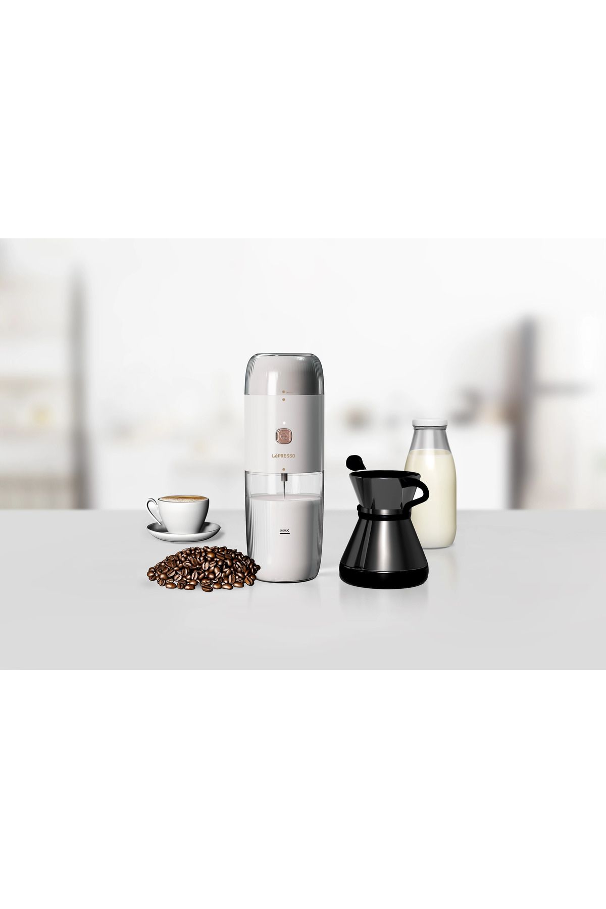 Lepresso 2in1 Portatif Şarjlı Kahve Öğütücü Süt Köpürtücü 19000 RPM