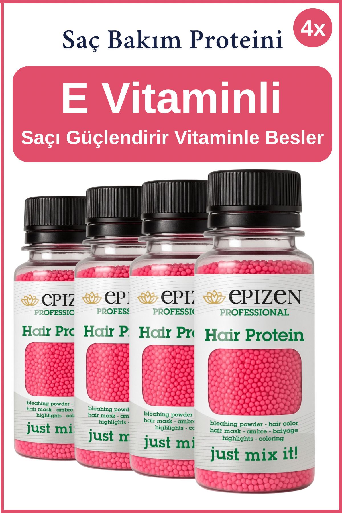 4 Adet - E Vitamin Destekli Saç Bakım Proteini - Yıpranmış Cansız Saçlar İçin Özel Geliştirilmiş