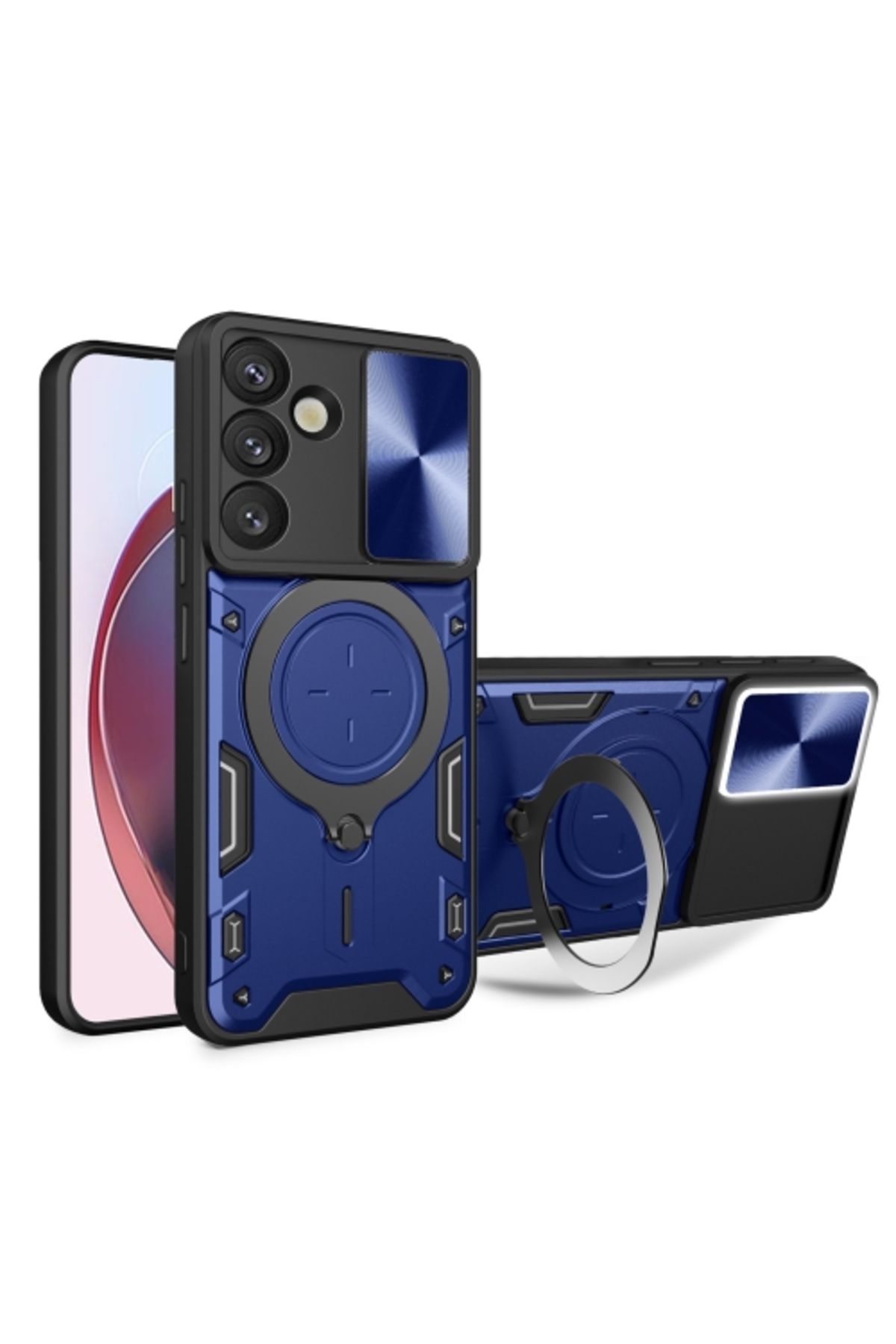 Rivor Samsung Galaxy S25 Uyumlu Kılıf Kamera Sürgü Korumalı Mıknatıslı Standlı Premium Sert Kapak