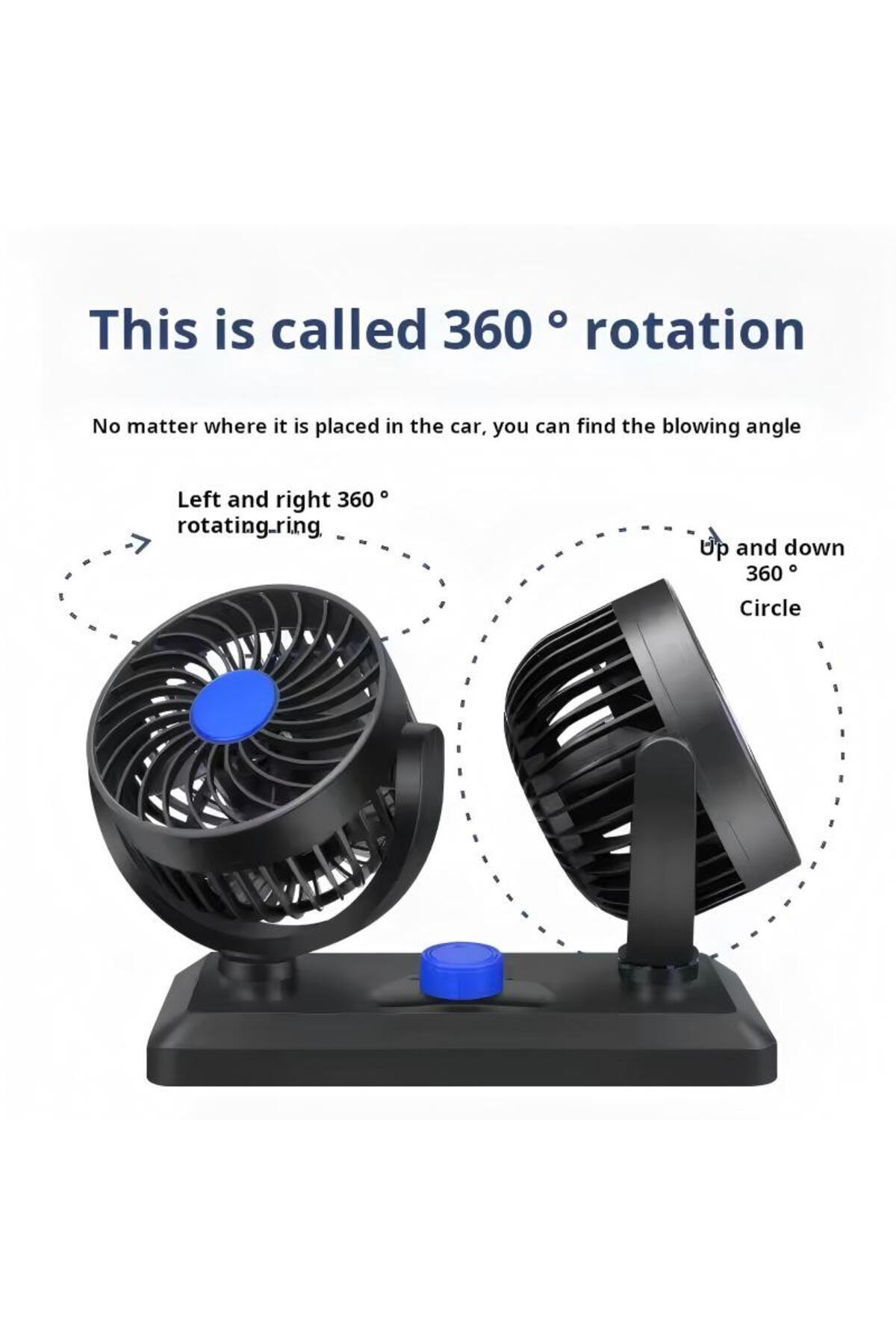 Generic-360 Degree Rotating Car Fan 140456 Black 3