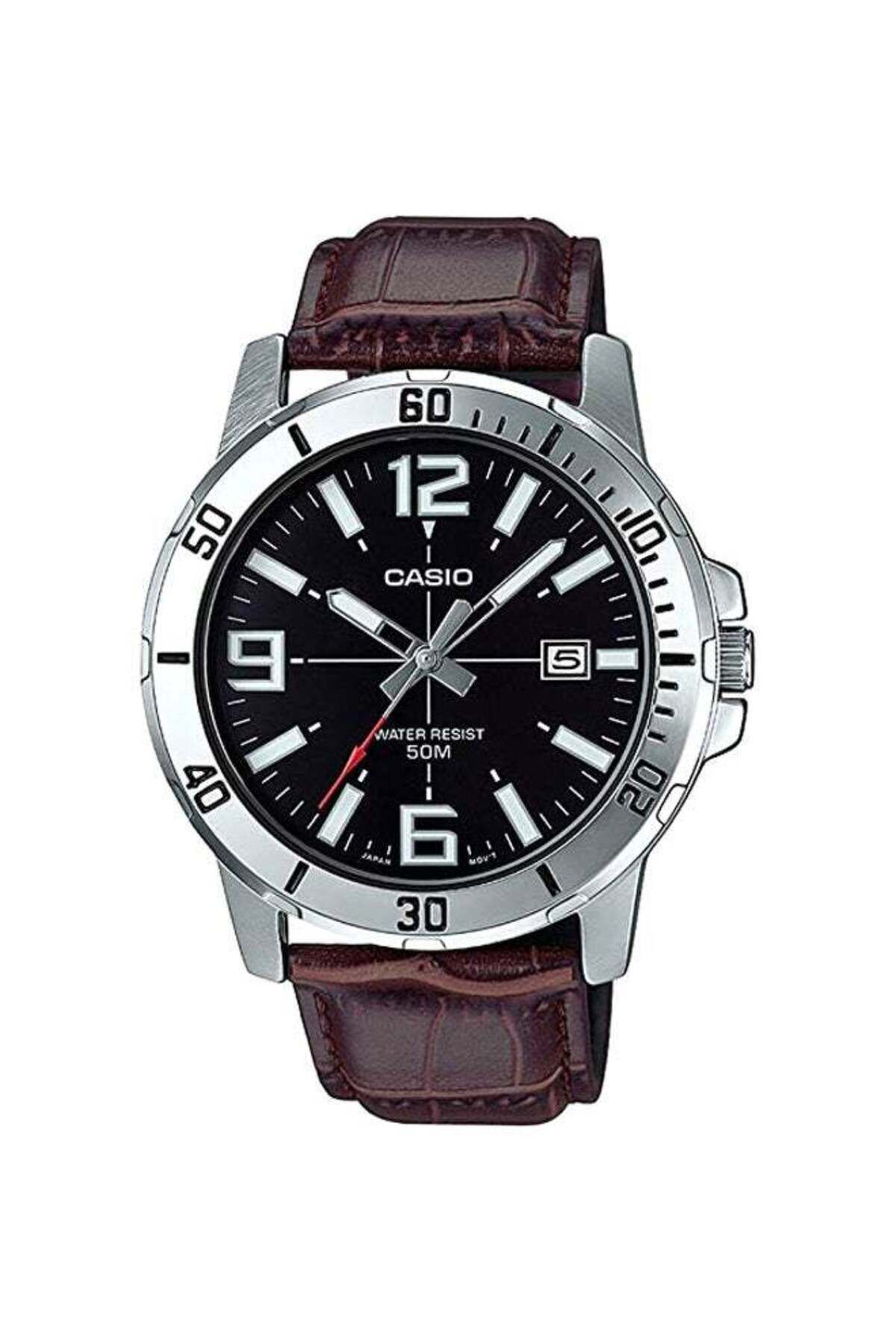 Casio-Enticer Men's Water Resistant Analog Watch, MTP-VD01L-1BVUDF - 49 mm - Brown 1