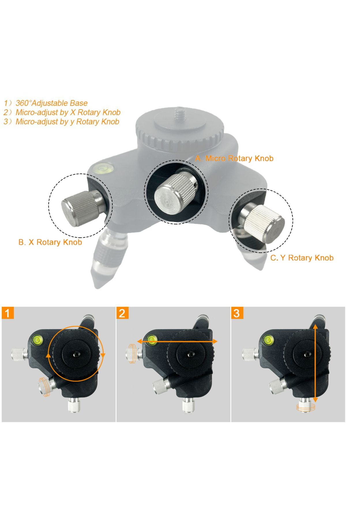 Choice-laser level Metal Base 360 Rotation Adjustment Tripod Bracket Base for 1/4- or 5/8-inch interface... 5