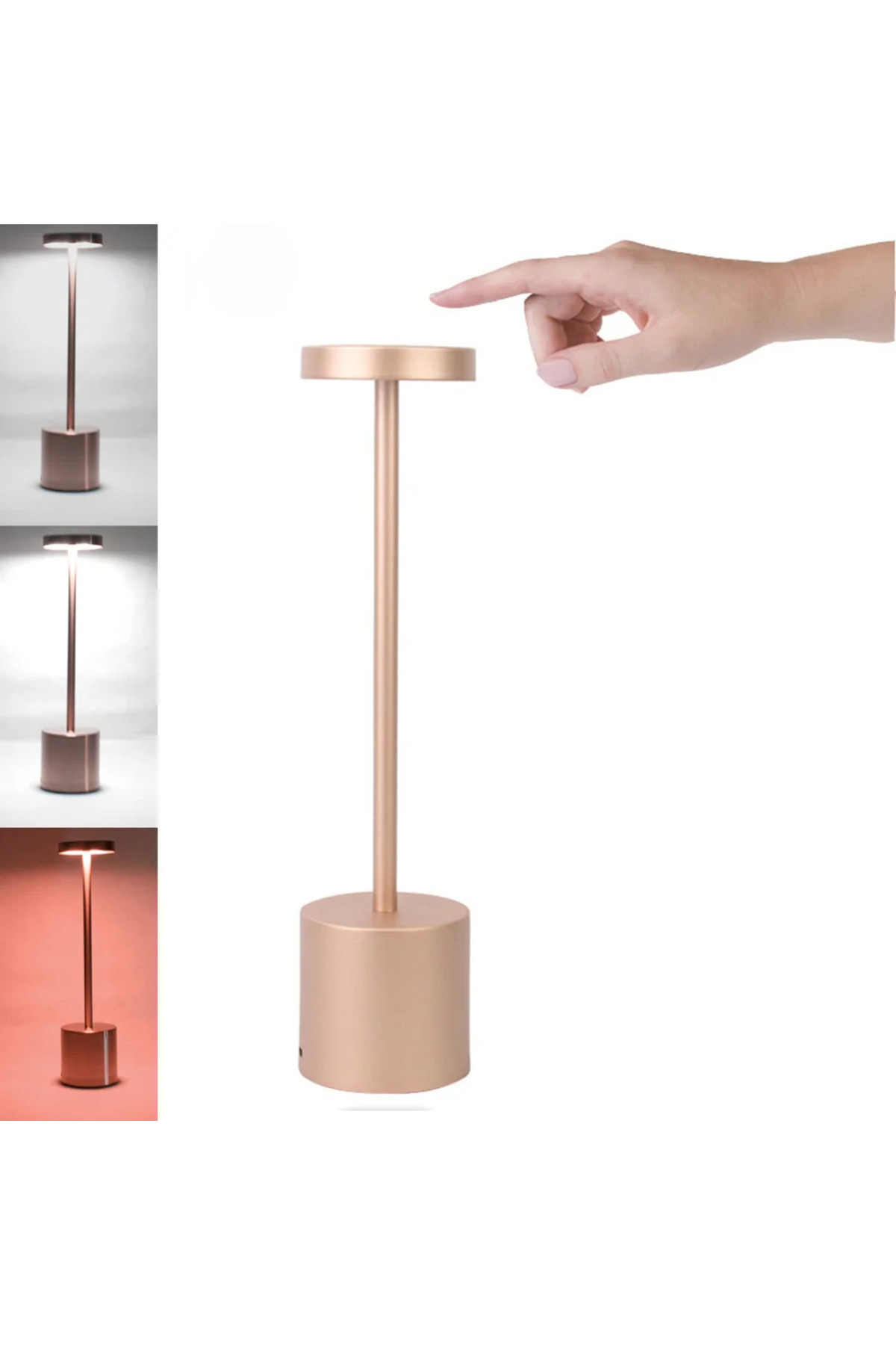 Choice-Rose Gold Metal Table Lamp Night Light Stepless Dimming USB Rechargeable Touch Decoration Desk Lamp 1
