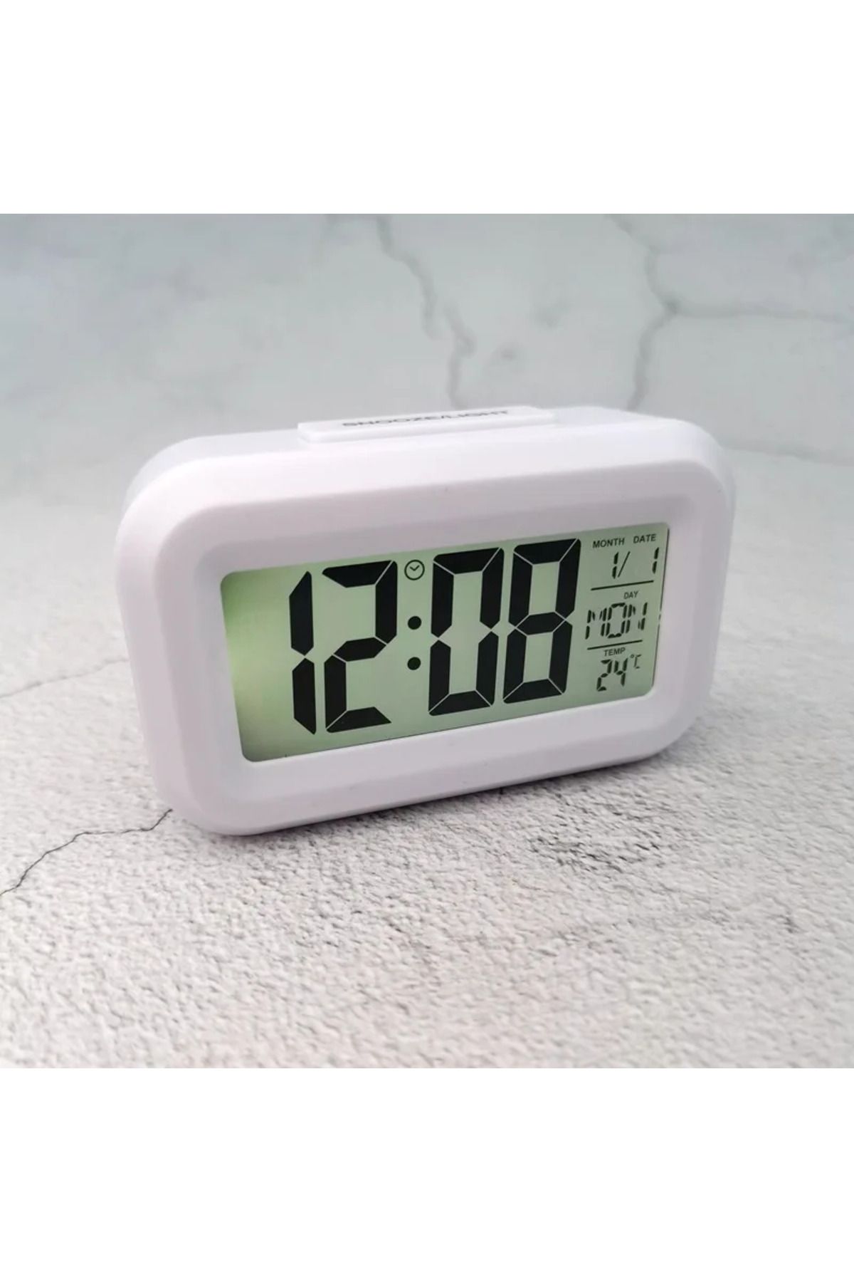 Choice-WHITE Battery Powered Mini Digital Alarm Clock Temperature Date Week Backlight Snooze Mute Table Clo 1
