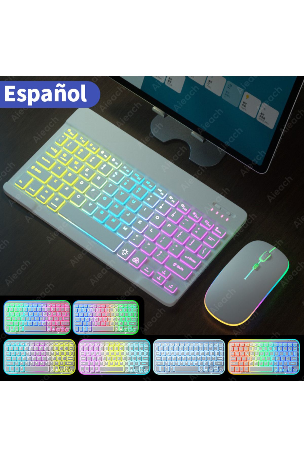 Choice-EN Spanish White Keyboard For Tablet Android iOS Windows Wireless Mouse Keyboard Bluetooth-compatibl 1