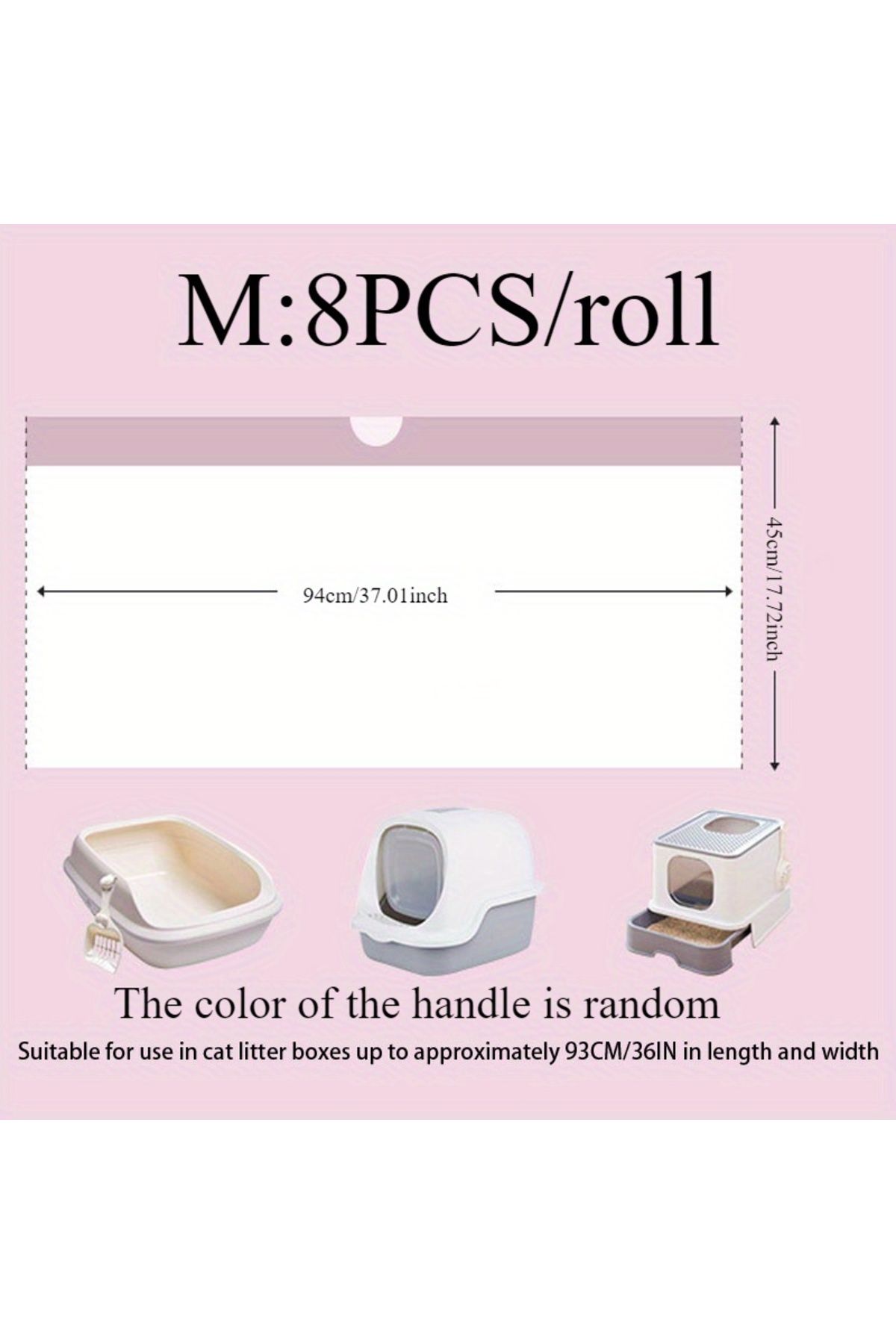 Choice-3Rolls M 1/2/3Rolls Disposable Cat Litter Bags Disposable Pet Waste Bag with Drawstring Quick Clean 1
