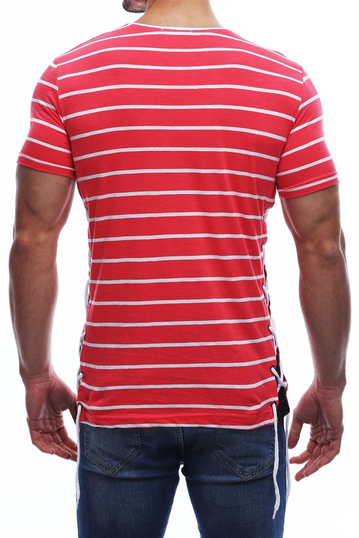 Madmext-Side Tie Red T-Shirt 2567 6