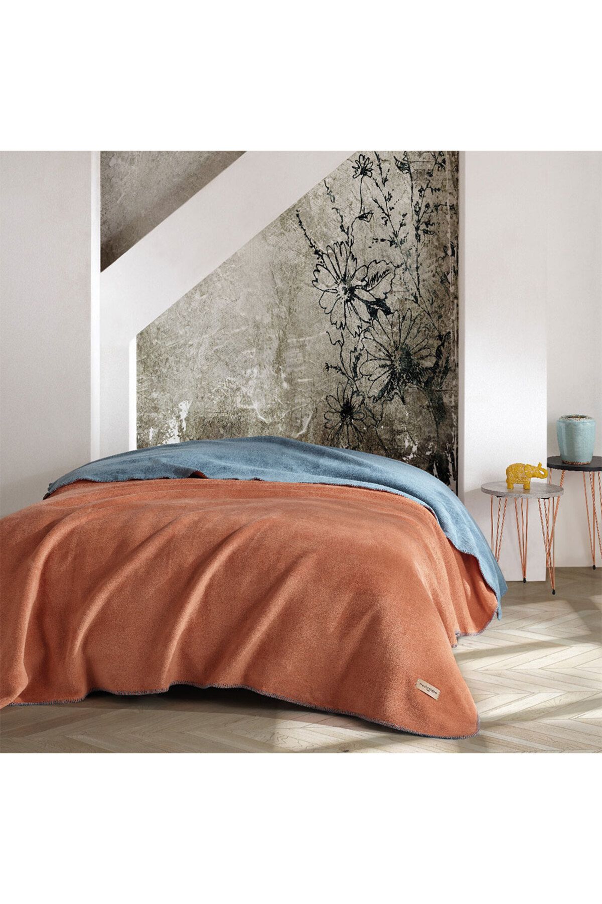 Homelux Pătură Fleece Jared 150x200 Cm, 500 G, 60% Bumbac, Cupru/verde - 150 x 200