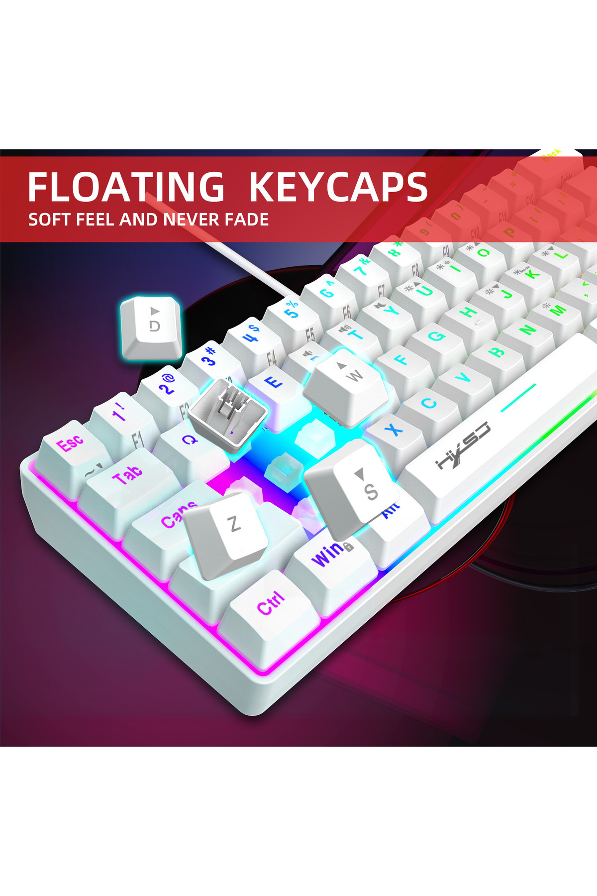 HXSJ-V700 61 Key RGB Wired Gaming Keyboard and J900 USB Wired Gaming Mouse Set 5