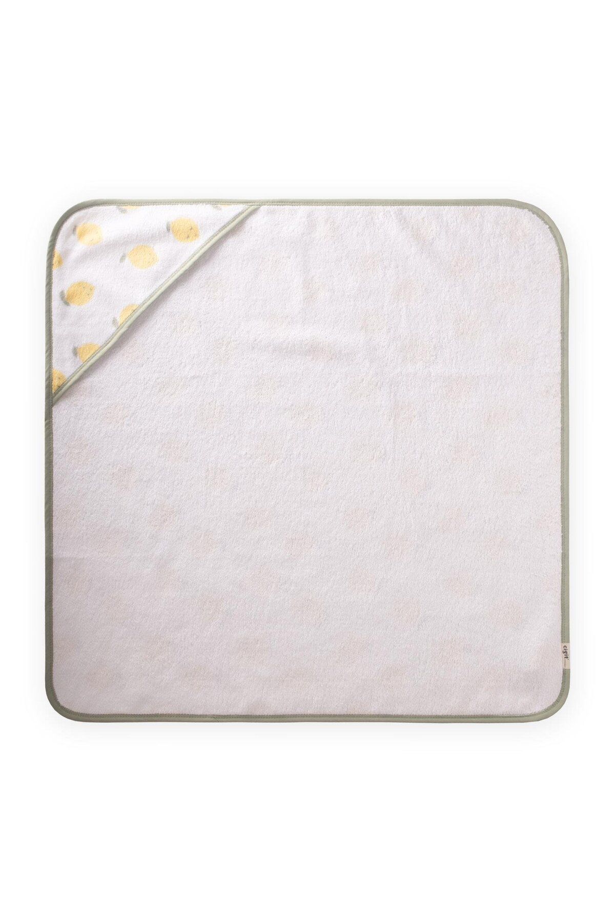 Cigit-Lemon Printed Triangle Towel 65X65 cm White 3