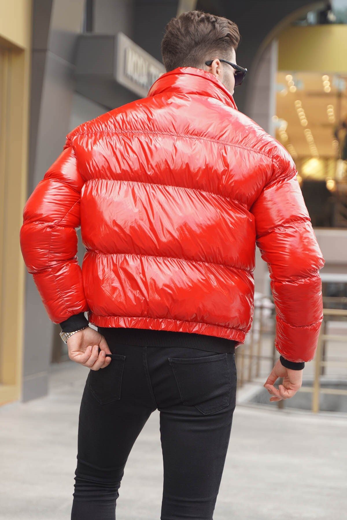 Madmext-Red Shiny Basic Puffer Jacket 5993 3