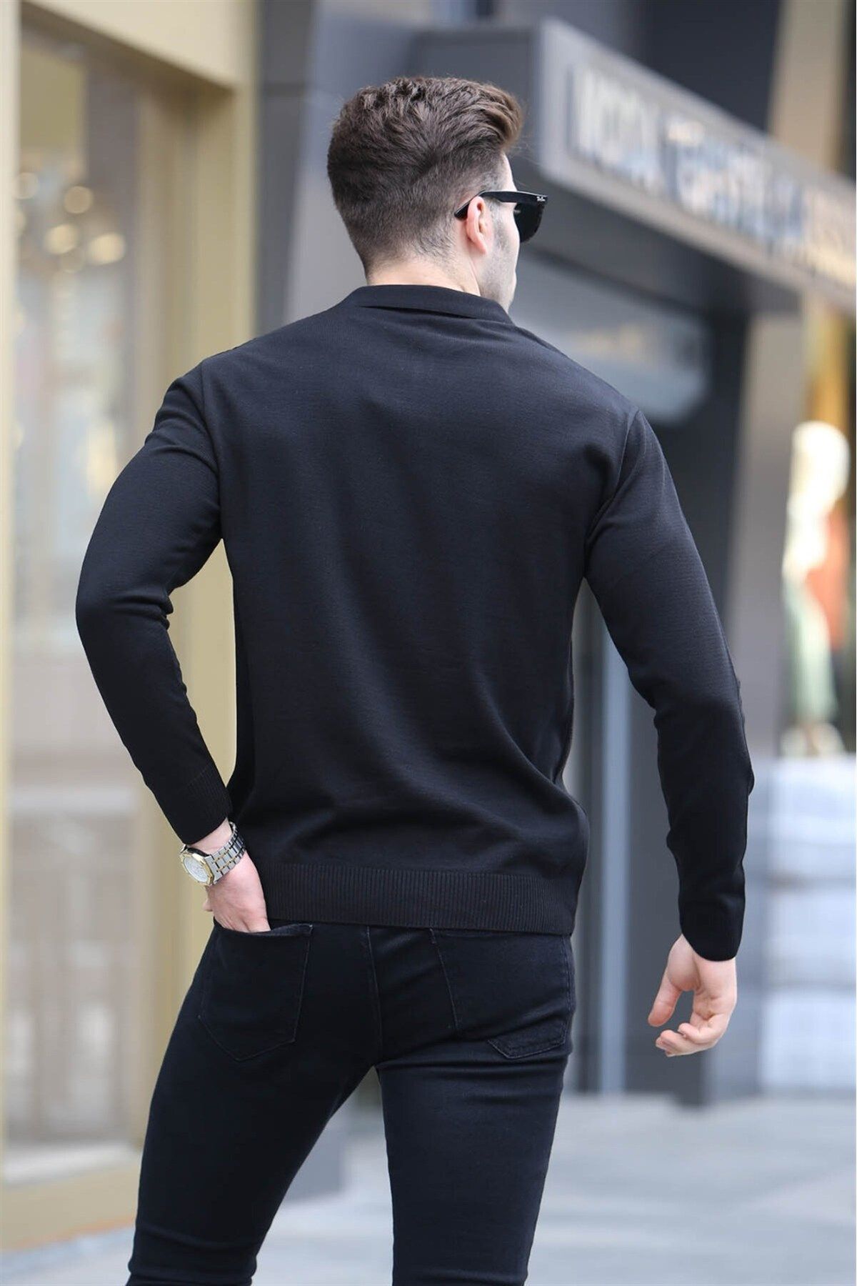 Madmext-Anthrazitfarbener Strickpullover mit Reißverschluss 5606 3