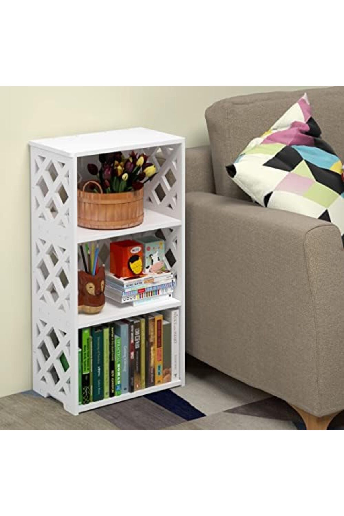 Generic-White Pvc 4-tier And 3-shelf Bookcase Set For Kids – Compact Open Shelf Organizer For Any Room 7