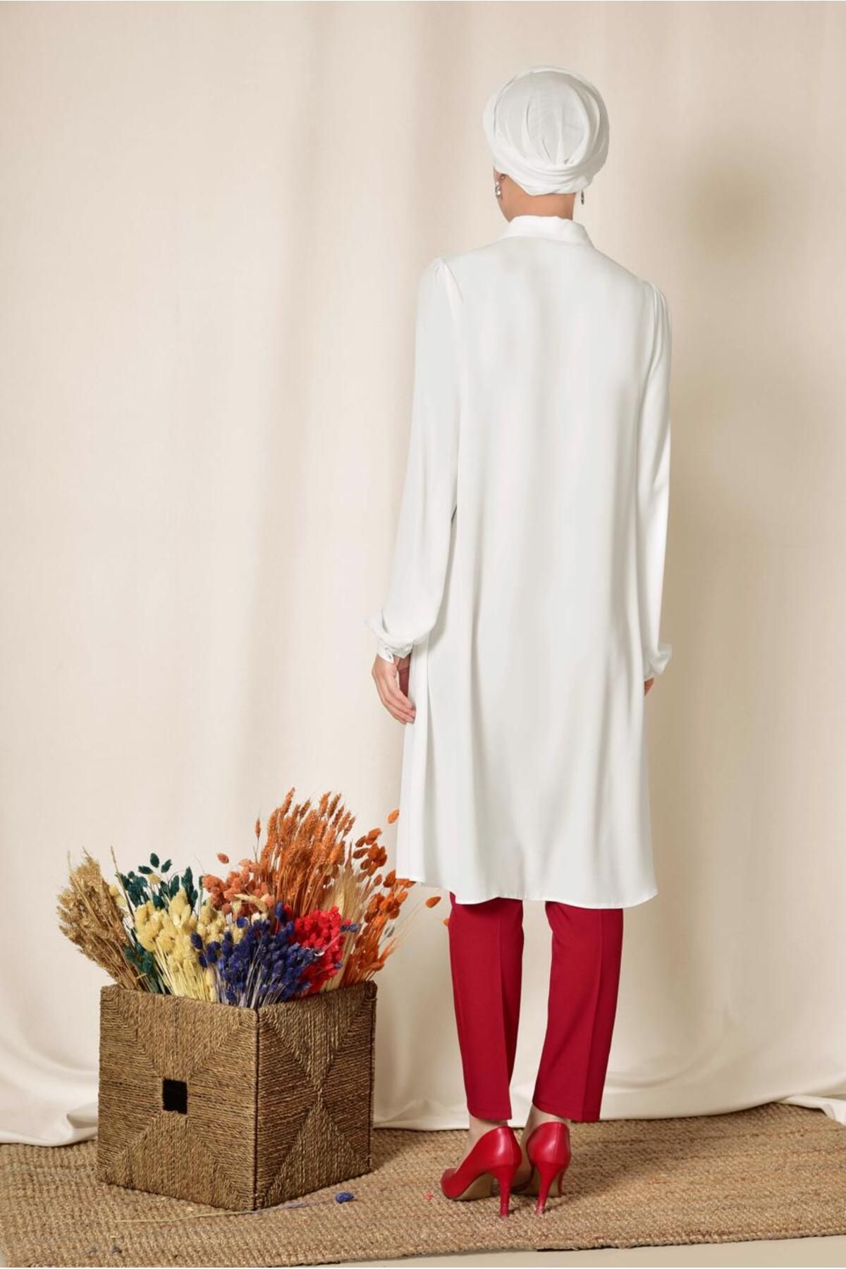 Alvina-4878 Model Revers Tunic with Hidden Buttons and Accessories 3