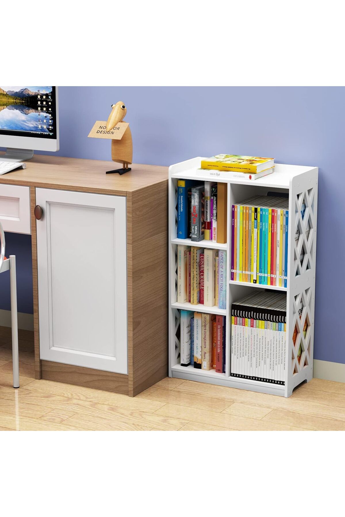 Generic-White Pvc Small Bookshelf With 5 Cube Storage For Kids – Open Shelf Organizer For Any Room 5