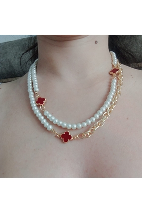 BeHaÇ Bordo cleff, incili özel tasarı kolye