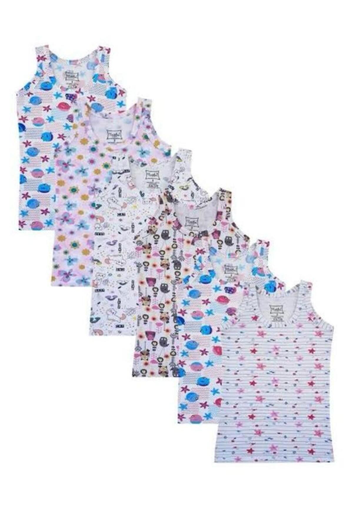 Tutku-Gi̇yfest Passion 6 Pack Girl's Tank Top with Thick Straps with Colorful Patterns (Mixed Patterns) 1