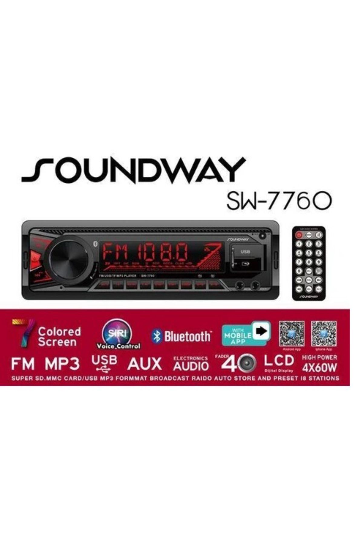 Soundway SW-7750,7760,7780 Bluetooth USB Oto Teyp