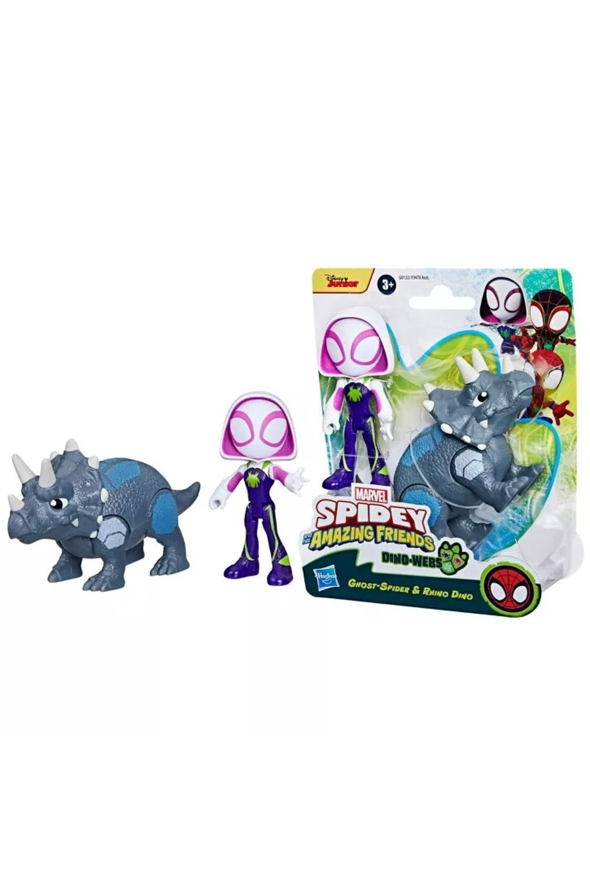 Marvel Spidey and His Amazing Friends Ghost-Spider & Rhino Dino 2'li Figür Seti – Hasbro Lisanslı Oyuncak