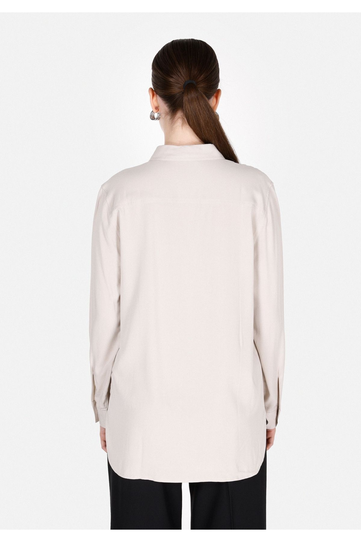 Colin's-Regular Fit Shirt Neck Plain Women's Mink Roll-Up Shirt 2
