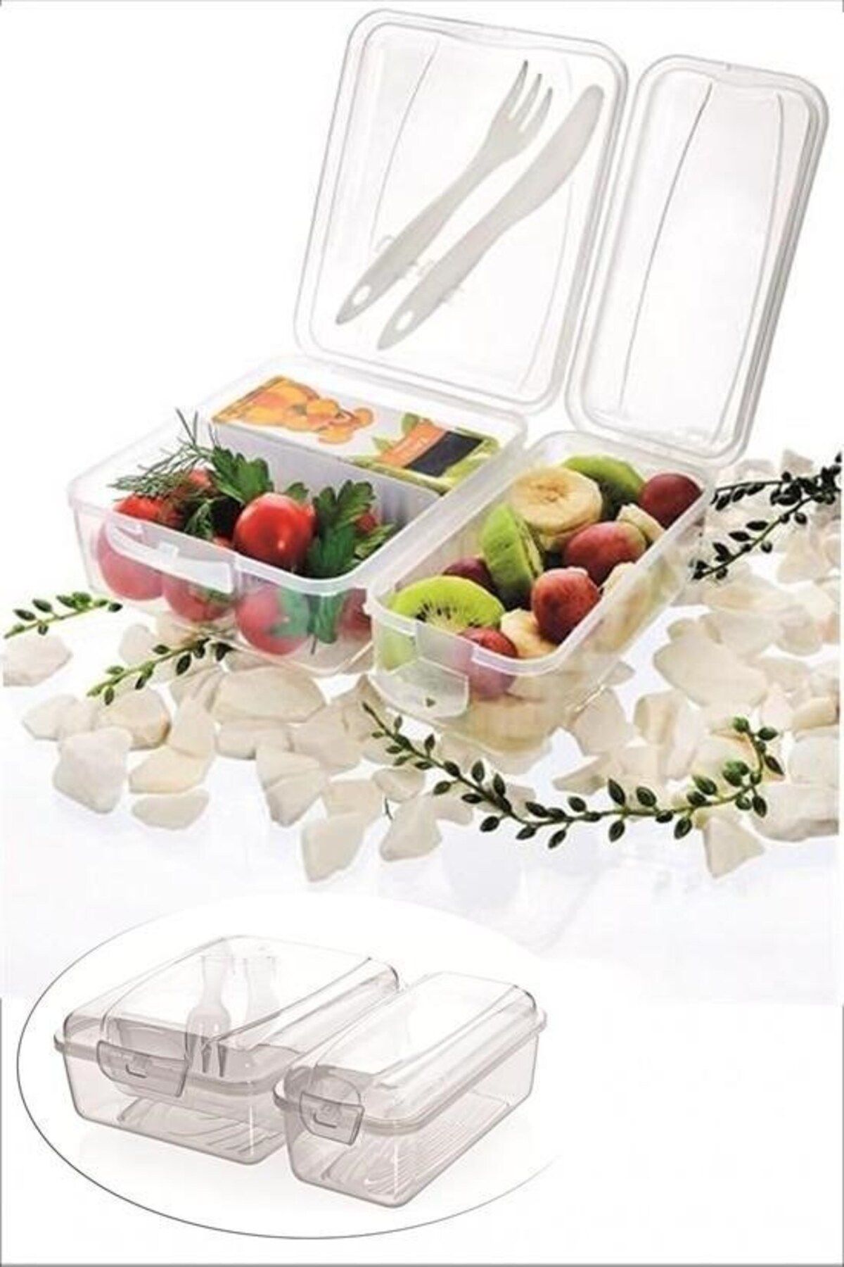 blueb ® Takeaway Ergonomik Asorti Çatal Bıçaklı Pratik Yoğurt Saklama Kabı