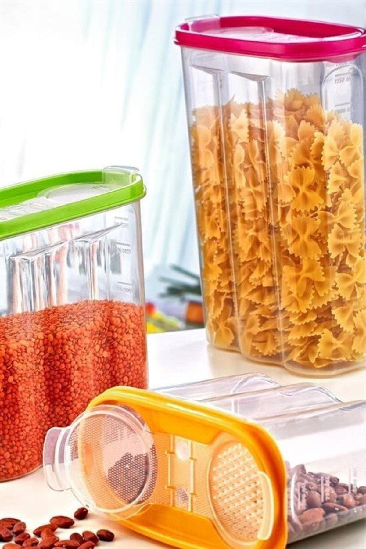 COLLECTİON 2 Kapaklı Ölçekli Erzak Kuru Gıda Saklama Kutusu Kabı 2,4 Litre-SA940