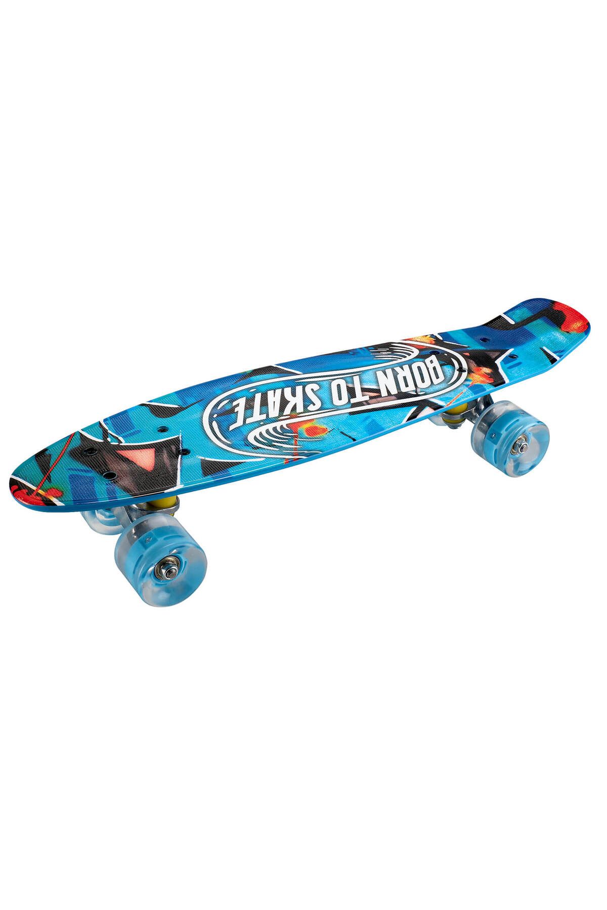 ACTION ONE-Penny Board Born to Skate 56x15 cm, cu roti luminoase PU, ABEC-7, cadru aluminiu, 90 KG 3
