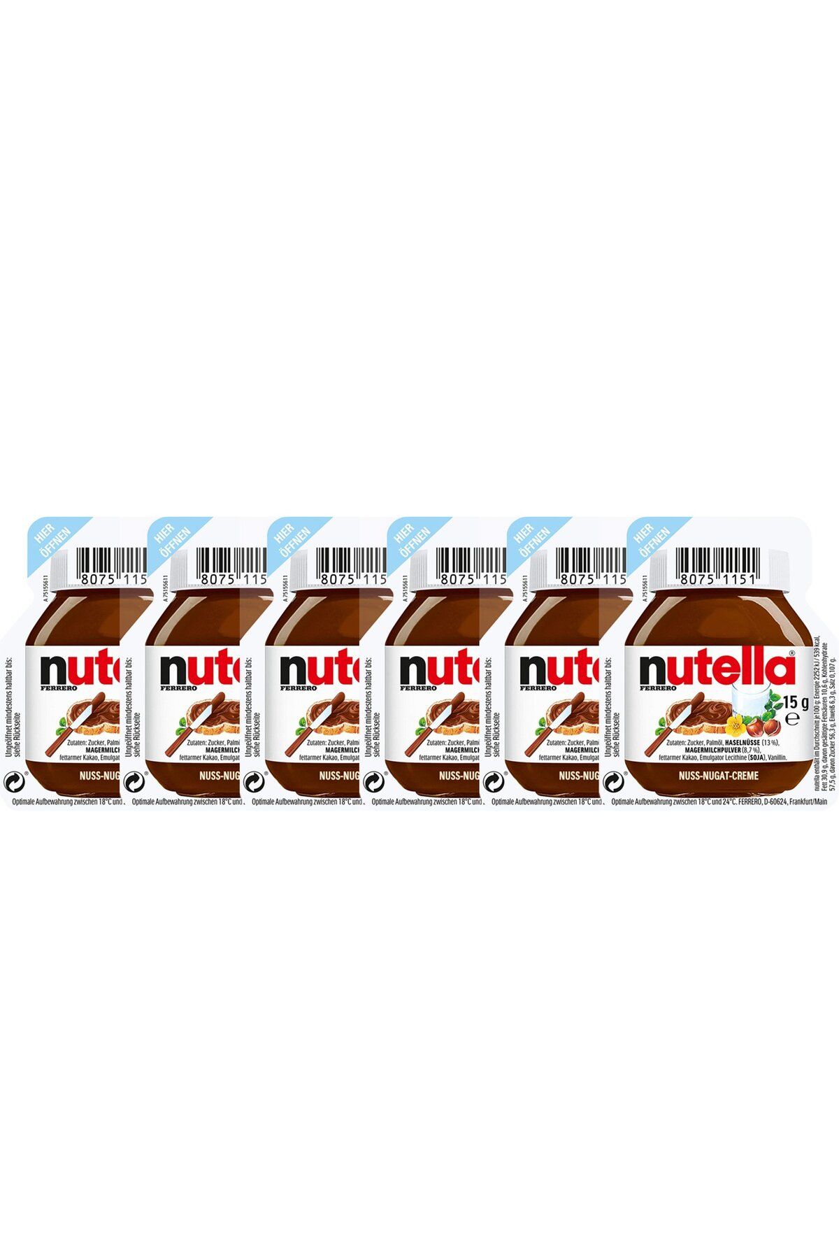 Nutella-Nutella hazelnut spread with cocoa, Single serving, 6x15 g 1