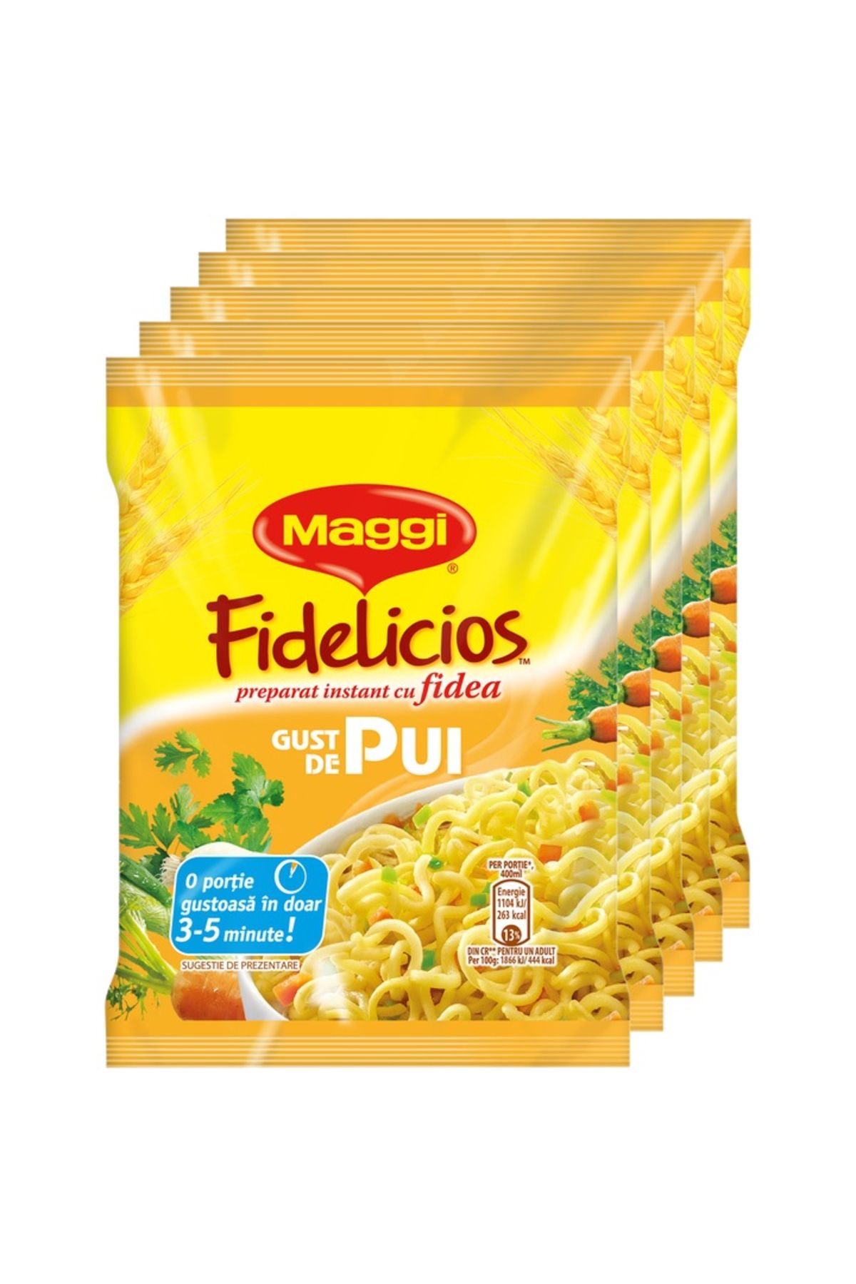 Maggi Pachet De 5x Maggi Fidelicios Tăiței Instant Cu Aromă De Pui 5x59,2g, 296g - Mărime unică