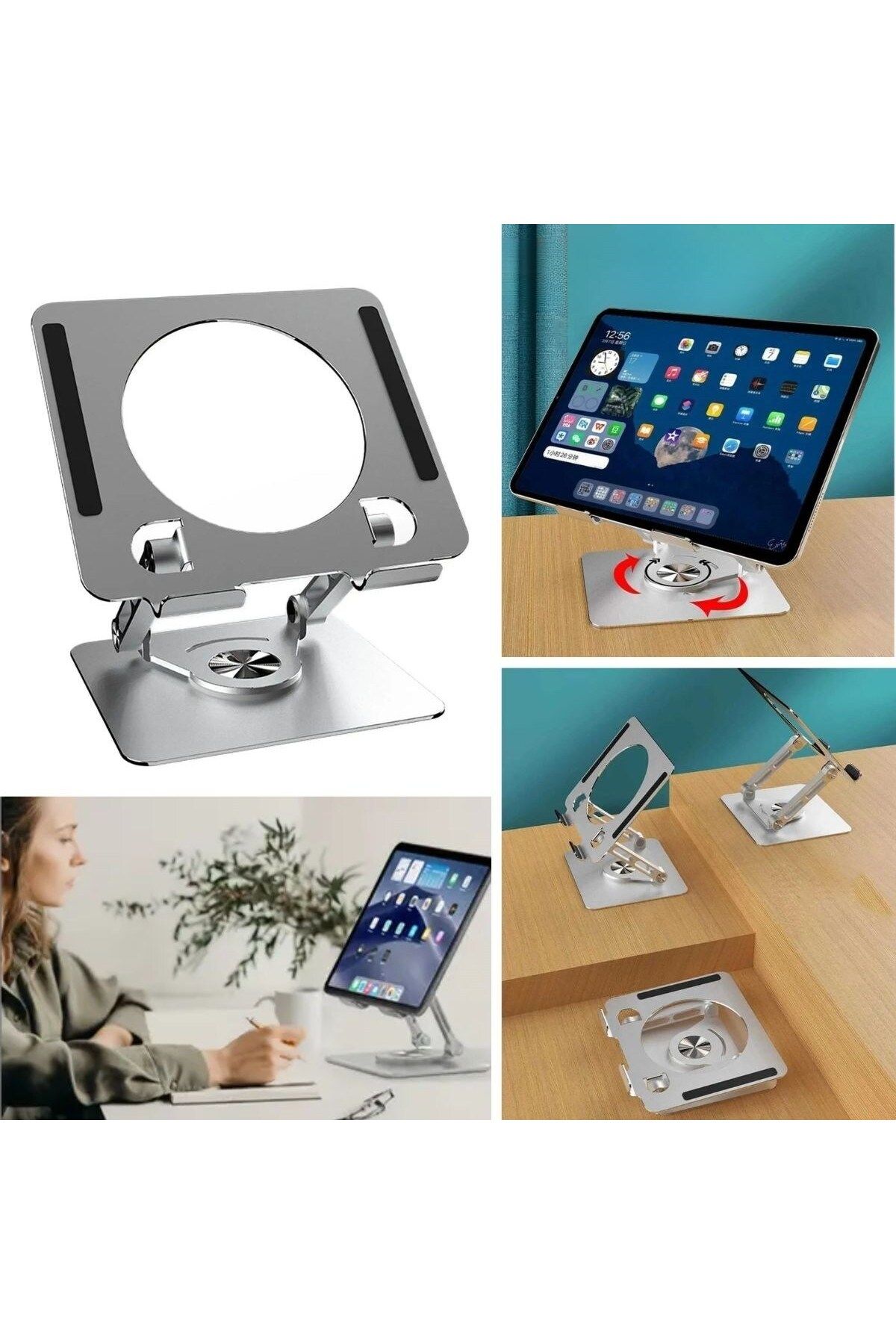 Barista ® 360 Derece Dönebilen Yükseltilmiş Masaüstü Ayarlanabilir Metal Tablet Standı