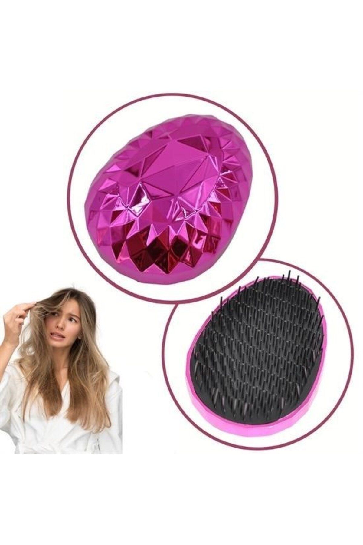 Biomak ® Neon Pembe Düzleştirici Tarak Geniş AralıklıHer Saç Tipine Uygun Fırçalı Saç Düzleştirici
