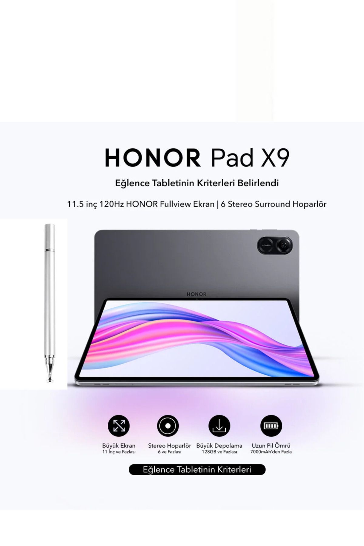HONOR Pad X9 4gb 128gb Wifi 11.5'' Uzay Gri Tablet + KALEM HEDİYELİ