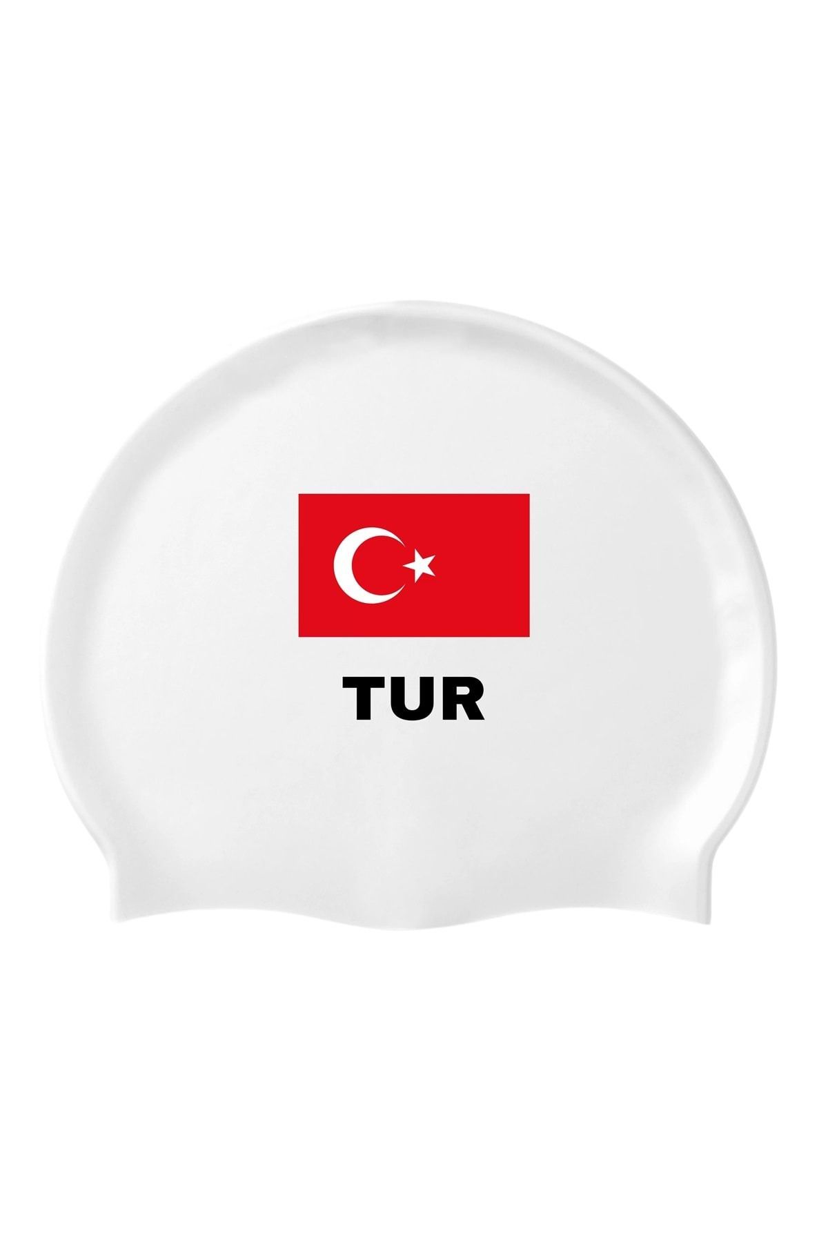 İKAVİ İKAVİ Türk Bayrağı “TUR” Silikon Deniz ve Havuz Bonesi – Beyaz