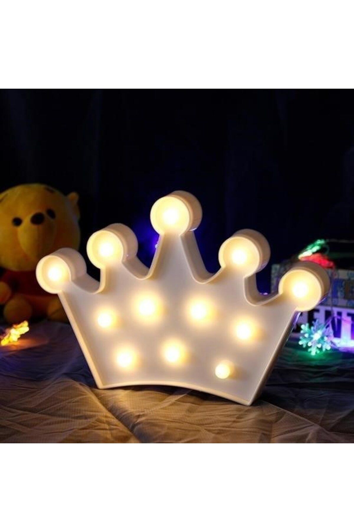 Evinso ® 3D Dekoratif Pilli Kraliçe Tacı Model Led Masa Ve Gece Lambası