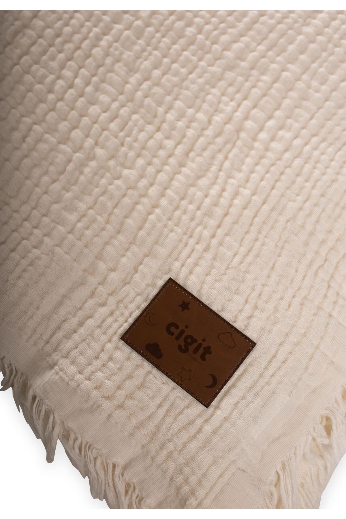 Cigit Müslin Dört Kat Yatak Örtüsü 200X220 Cm Naturel fotoğrafı 4 (önizleme)